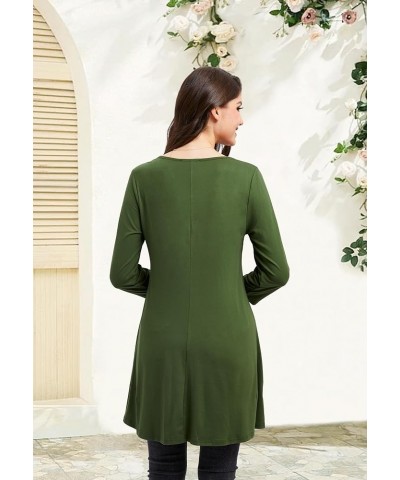 Women's Tops 3/4 Sleeve Dressy Casual Plus Size Tunic Tops to Wear with Leggings Swing Flare T-Shirt Loose Fit Blouses D-army...