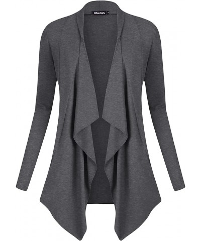 Women's Drape Front Open Cardigan Long Sleeve Irregular Hem Grey $14.81 Sweaters
