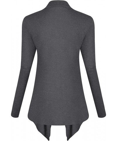 Women's Drape Front Open Cardigan Long Sleeve Irregular Hem Grey $14.81 Sweaters