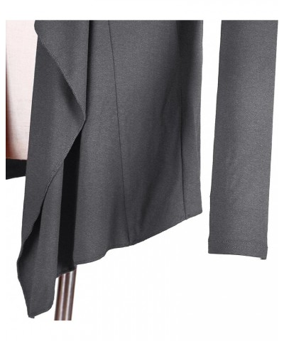 Women's Drape Front Open Cardigan Long Sleeve Irregular Hem Grey $14.81 Sweaters