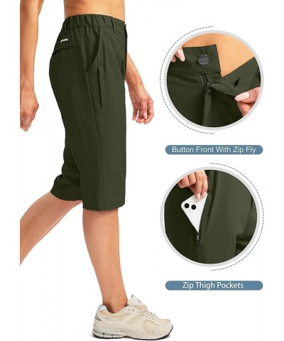 Women's Long Hiking Cargo Shorts 13" Knee Length Lightweight Quick Dry Bermuda Shorts for Women with 5 Pockets Olive $17.15 S...