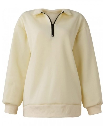 Long Sleeve Shirts for Women Quarter Zip Pullover Oversized Sweatshirs Y2k Tops Casual Loose Fashion Plus Size Tops A Khaki $...