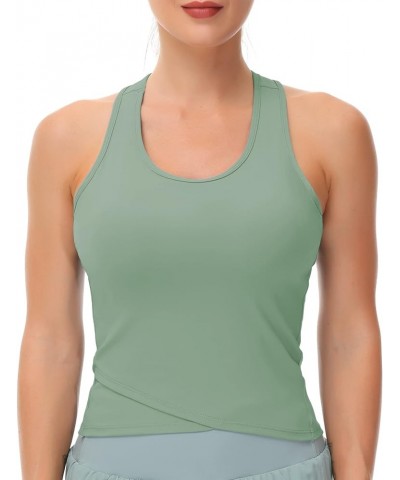 Womens' Racerback Workout Tank Tops with Built in Bra Sleeveless Slim Fit Jasmine Green $12.74 Activewear