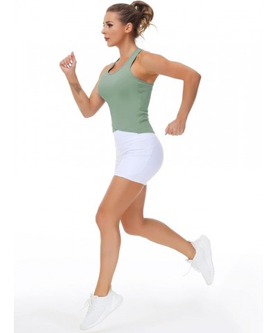 Womens' Racerback Workout Tank Tops with Built in Bra Sleeveless Slim Fit Jasmine Green $12.74 Activewear