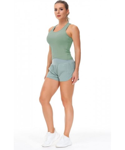 Womens' Racerback Workout Tank Tops with Built in Bra Sleeveless Slim Fit Jasmine Green $12.74 Activewear