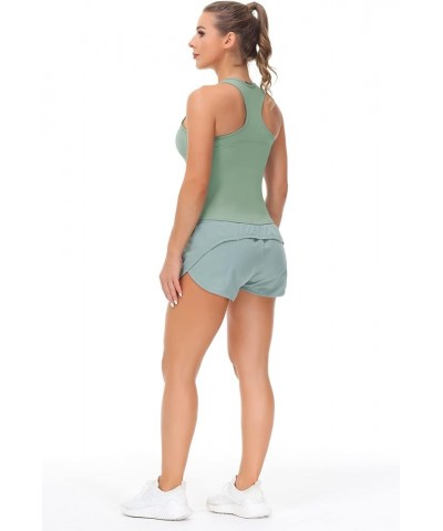 Womens' Racerback Workout Tank Tops with Built in Bra Sleeveless Slim Fit Jasmine Green $12.74 Activewear