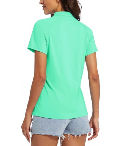 Women's Golf Polo Shirts V-Neck UPF 50+ Casual T-Shirts Quick Dry Short Sleeve Collarless Shirts Mint Green $16.49 Shirts