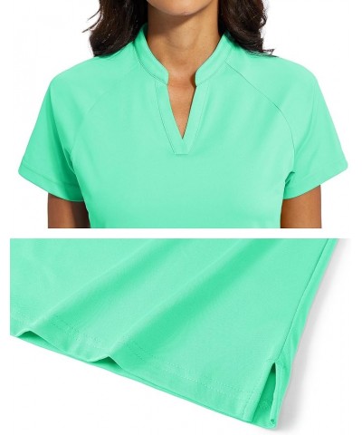 Women's Golf Polo Shirts V-Neck UPF 50+ Casual T-Shirts Quick Dry Short Sleeve Collarless Shirts Mint Green $16.49 Shirts
