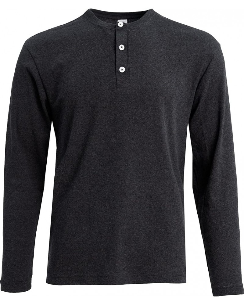 Unisex Long Sleeve Henley Shirt Carbon $19.60 Tops