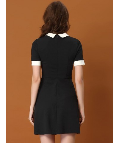 Women's Vintage Work Dress Contrast Color Fit and Flare Dresses Black $20.07 Dresses