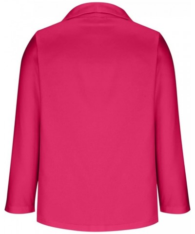 Cropped Blazers Womens 2023 Fall Winter Casual Solid Suiting Coats Jacket Open Front Long Sleeve Cardigan Outerwear Hot Pink-...