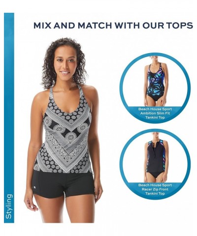 Chandra Spandex Workout Swim Shorts — Quick Drying Yoga, Running, Swim, Volleyball 001 Black $20.88 Swimsuits