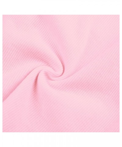 Women Ribbed Short Sleeve Square Neck Slim Fit Summer Basic T Shirts Tops Pink $13.91 T-Shirts
