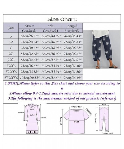 Cotton Linen Casual Summer Capri Pants Printed Cropped Comfy Baggy Trousers with Pockets Palazzo Lounge Pants A31 Grey $13.33...