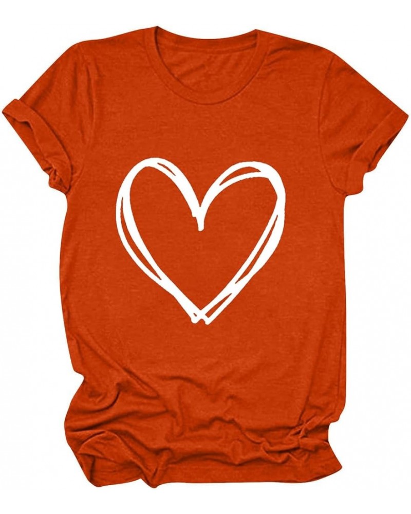 Heart Shirts for Women Short Sleeve Cute Graphic Tees Casual Trendy Lightweight Loose Fit Tops 2024 Valentine's Day T-Shirt T...