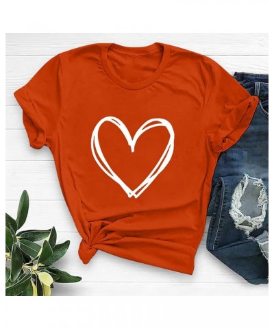 Heart Shirts for Women Short Sleeve Cute Graphic Tees Casual Trendy Lightweight Loose Fit Tops 2024 Valentine's Day T-Shirt T...