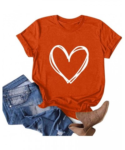 Heart Shirts for Women Short Sleeve Cute Graphic Tees Casual Trendy Lightweight Loose Fit Tops 2024 Valentine's Day T-Shirt T...