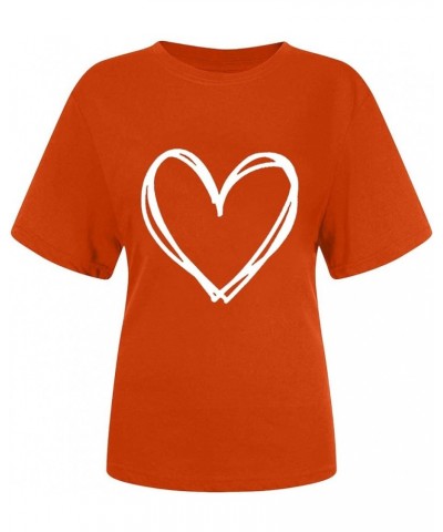Heart Shirts for Women Short Sleeve Cute Graphic Tees Casual Trendy Lightweight Loose Fit Tops 2024 Valentine's Day T-Shirt T...