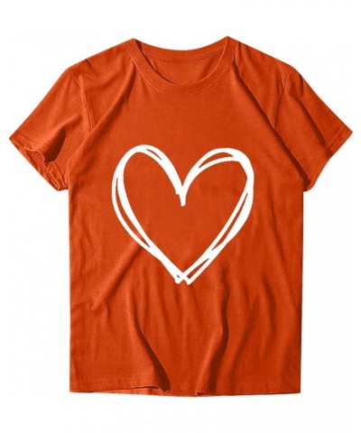 Heart Shirts for Women Short Sleeve Cute Graphic Tees Casual Trendy Lightweight Loose Fit Tops 2024 Valentine's Day T-Shirt T...