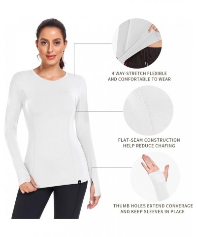 Women's Thermal Fleece Running Shirts Compression Shirts Quick Dry Workout Pullover Tops with Thumb Holes Fleece Crew Neck-so...