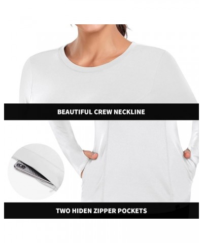 Women's Thermal Fleece Running Shirts Compression Shirts Quick Dry Workout Pullover Tops with Thumb Holes Fleece Crew Neck-so...