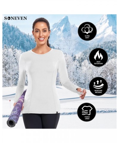 Women's Thermal Fleece Running Shirts Compression Shirts Quick Dry Workout Pullover Tops with Thumb Holes Fleece Crew Neck-so...