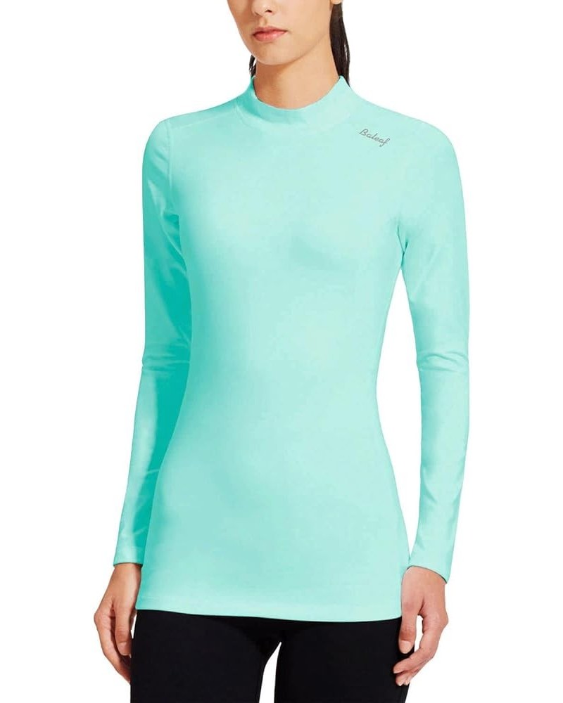Women's Thermal Shirts Long Sleeve Tops Running Workout Fleece Clothes Cold Weather Mock Neck Hiking Ski Gear Aqua $18.01 Und...