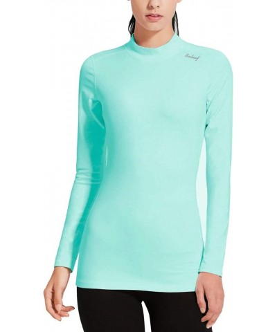 Women's Thermal Shirts Long Sleeve Tops Running Workout Fleece Clothes Cold Weather Mock Neck Hiking Ski Gear Aqua $18.01 Und...