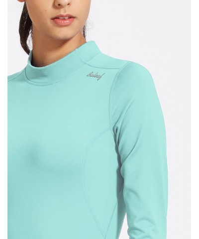 Women's Thermal Shirts Long Sleeve Tops Running Workout Fleece Clothes Cold Weather Mock Neck Hiking Ski Gear Aqua $18.01 Und...