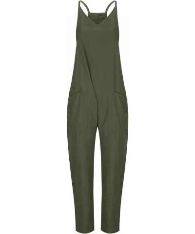 Women Summer Rompers with Pockets V Neck Spaghetti Strap Casual Jumpsuits Loose Fit Baggy Comfy Bib Overalls 2023 1 Green $8....