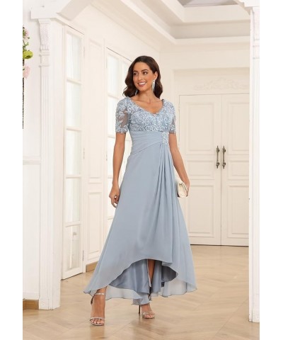 Lace Applique Mother of Bride Dresses Chiffon Formal Evening Gown V Neck Wedding Guest Dress Teal $42.50 Dresses