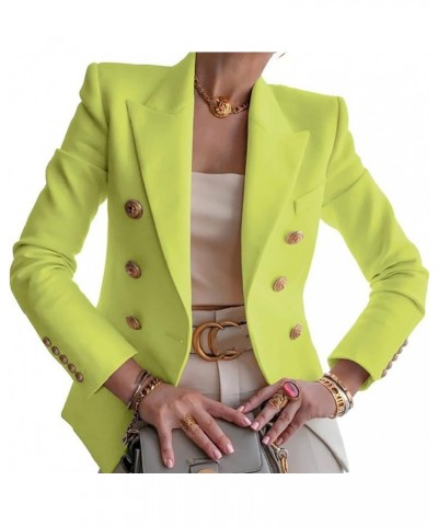 Women's Notched Lapel Long Sleeve Double Breasted Blazer Winter Fashion Jacket Green $14.23 Blazers