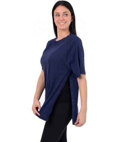 Premium Port Access Chemo Tshirt Recovery Dual Access Tee Side Open Shirt Navy/Women $12.99 T-Shirts