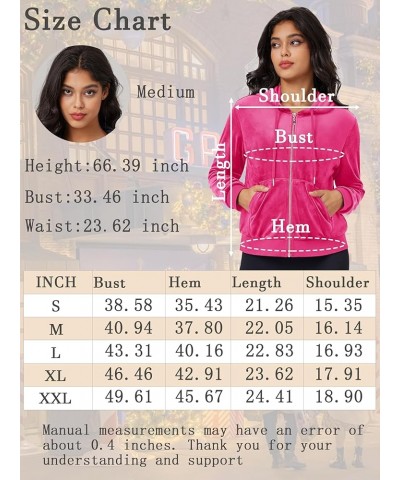 Women's Velour Crop Hoodie Jacket Long Sleeve Zip Up Tops Soft Casual Velvet Jacket with Pockets Rose $18.79 Jackets
