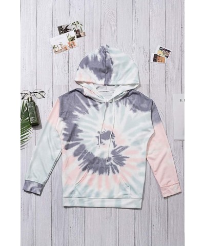 Womens Tie Dye Crewneck Pullover Shirt Lightweight Sweatshirt Casual Loose Trendy Puff Sleeves Long Sleeve Tops A03-gray Blue...