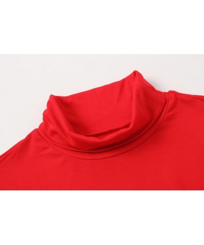Women's 2-Pack Long Sleeve Turtleneck T-Shirt Basic Stretchy Layer Comfy High Neck Shirt Red $14.42 Underwear