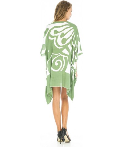 Womens Loose Short Beach Dress Swimsuit Cover Up Caftan Olive $16.79 Swimsuits