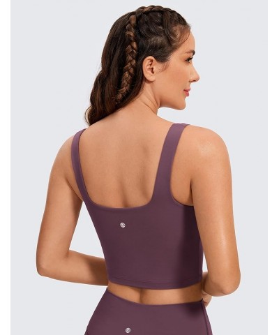 Butterluxe Womens Square Neck Longline Sports Bra - Workout Crop Tank Tops Padded with Built in Shelf Yoga Bra Arctic Plum $2...