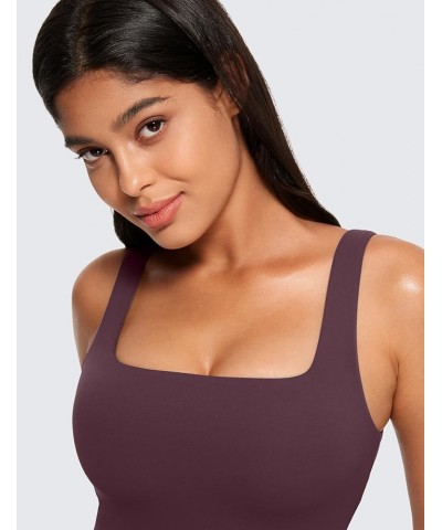Butterluxe Womens Square Neck Longline Sports Bra - Workout Crop Tank Tops Padded with Built in Shelf Yoga Bra Arctic Plum $2...