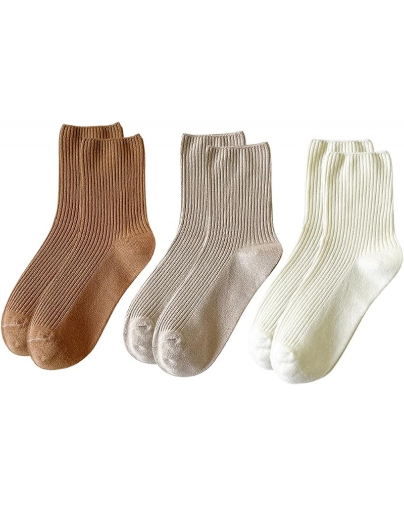 Women Cute Cotton Crew Socks Athletic Aesthetic Soft Casual Neutral Slouchy Boot Dress Socks Girls Granola Essentials 3 Pairs...
