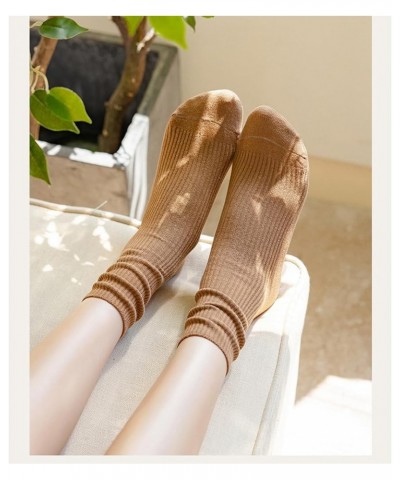 Women Cute Cotton Crew Socks Athletic Aesthetic Soft Casual Neutral Slouchy Boot Dress Socks Girls Granola Essentials 3 Pairs...