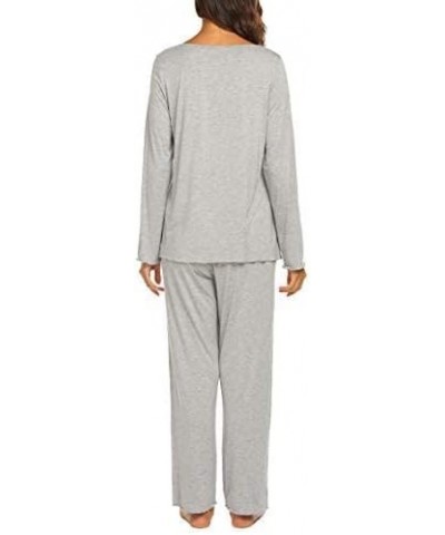Pajamas for Women Soft Sleepwear Set Long Sleeve Comfy Pjs Top Loose Fit Pj Pants Loungewear B07 Light Grey $21.93 Sleep & Lo...