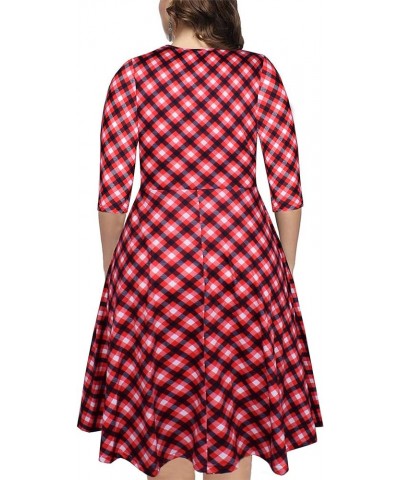 Womens Plus Size Summer Dresses Empire Waist Casual Plus Size Knee-Length Dresses with Pockets Red Plaid $17.79 Dresses