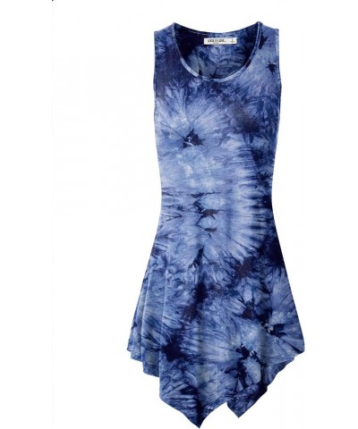 Women's Sleeveless Boho Tie-Dye Ombre Tunic Tank Top Wt1065_navy $9.78 Tanks
