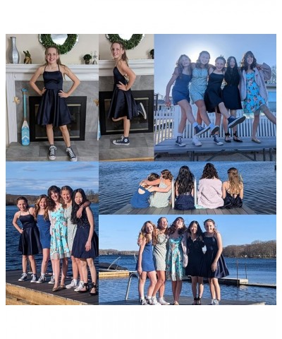 Women's Short Homecoming Dresses with Pockets Backless Satin Prom Dress for Teens 2024 Rose Gold $26.87 Dresses