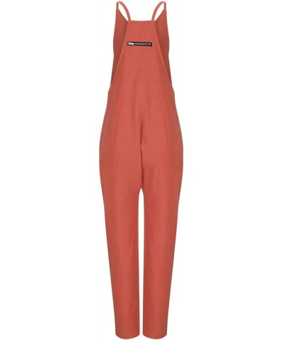 Jumpsuits for Women Casual Summer Sleeveless Rompers Loose Spaghetti Strap Overalls Jumpers with Pockets 2024 Red 01 $8.62 Ov...