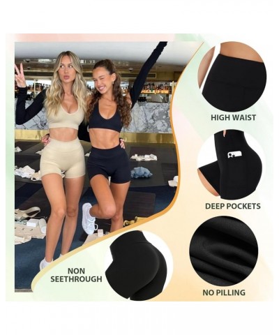 3 Pack Biker Shorts for Women with Pockets- 5'' High Waisted Tummy Control Workout Yoga Black Running Shorts 03,black,grey,li...