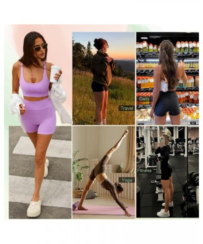 3 Pack Biker Shorts for Women with Pockets- 5'' High Waisted Tummy Control Workout Yoga Black Running Shorts 03,black,grey,li...