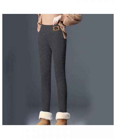 Fleece Lined Leggings Women Winter Warm Sherpa Lined Leggings Cold Weather Fuzzy Thermal Pants Thick Tights 2023 D01-dark Gra...