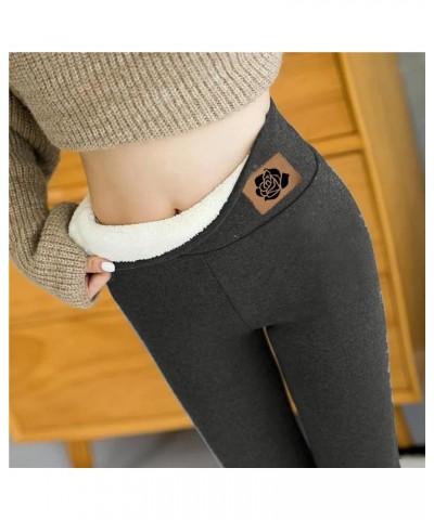Fleece Lined Leggings Women Winter Warm Sherpa Lined Leggings Cold Weather Fuzzy Thermal Pants Thick Tights 2023 D01-dark Gra...